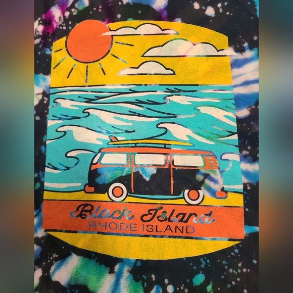 Hand tie dyed block island Volkswagen bus beach shirt - Picture 5 of 5